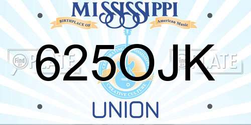 625OJK Mississippi License Plate