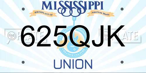 625QJK Mississippi License Plate