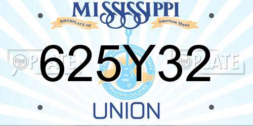 625Y32 Mississippi License Plate