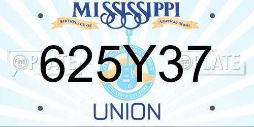 625Y37 Mississippi License Plate