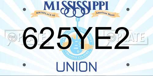 625YE2 Mississippi License Plate
