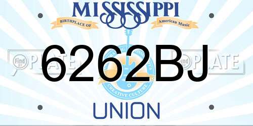 6262BJ Mississippi License Plate