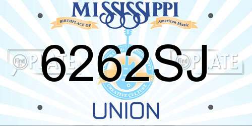 6262SJ Mississippi License Plate