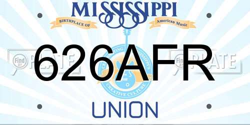 626AFR Mississippi License Plate