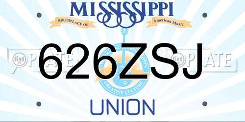 626ZSJ Mississippi License Plate