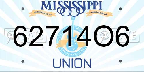 62714O6 Mississippi License Plate