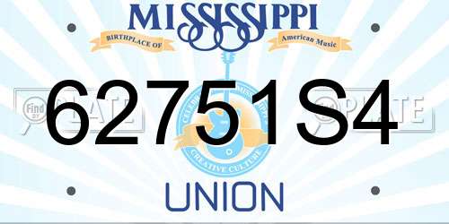 62751S4 Mississippi License Plate