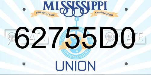 62755D0 Mississippi License Plate