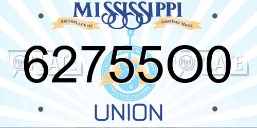 62755O0 Mississippi License Plate