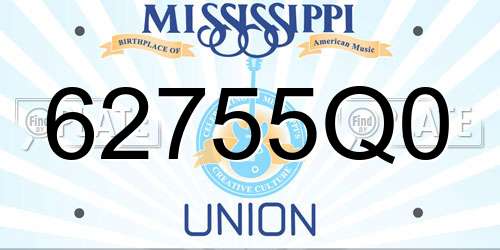 62755Q0 Mississippi License Plate