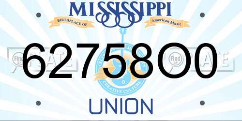 62758O0 Mississippi License Plate
