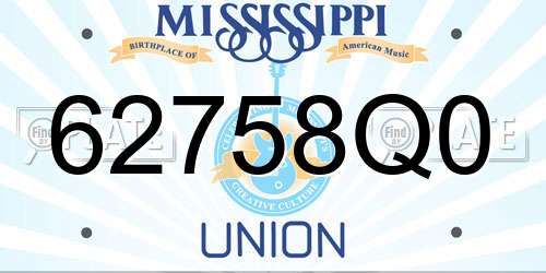 62758Q0 Mississippi License Plate