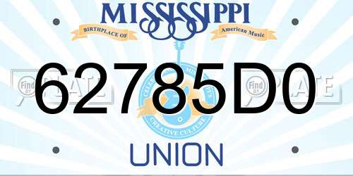 62785D0 Mississippi License Plate