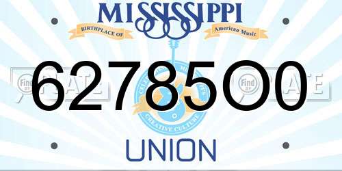 62785O0 Mississippi License Plate