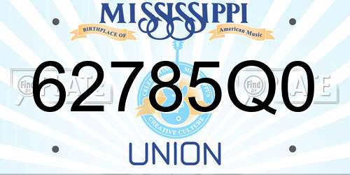 62785Q0 Mississippi License Plate