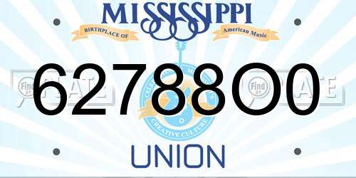 62788O0 Mississippi License Plate
