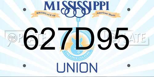 627D95 Mississippi License Plate