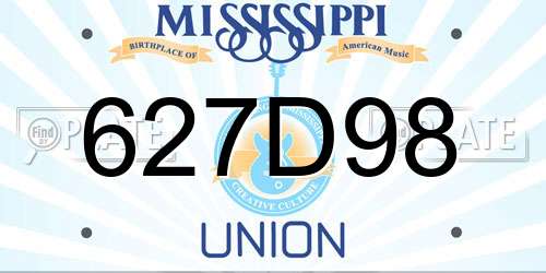 627D98 Mississippi License Plate