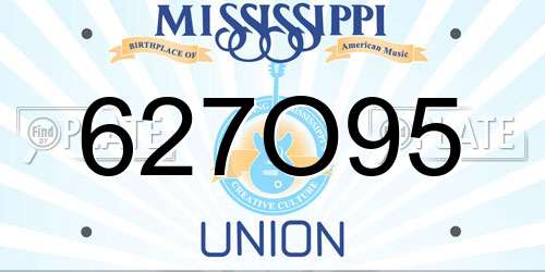627O95 Mississippi License Plate