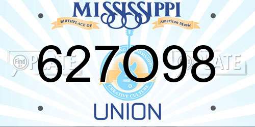 627O98 Mississippi License Plate