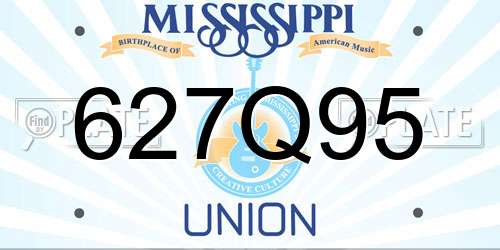 627Q95 Mississippi License Plate
