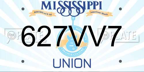 627VV7 Mississippi License Plate