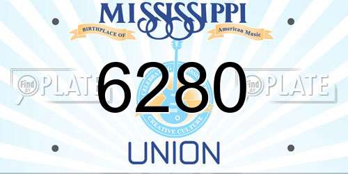 6280 Mississippi License Plate