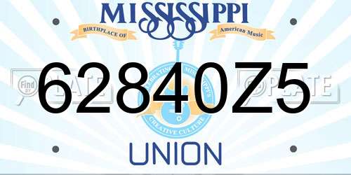 62840Z5 Mississippi License Plate