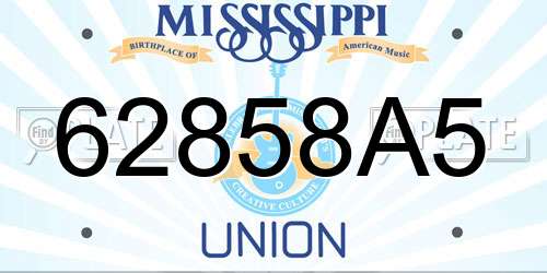 62858A5 Mississippi License Plate