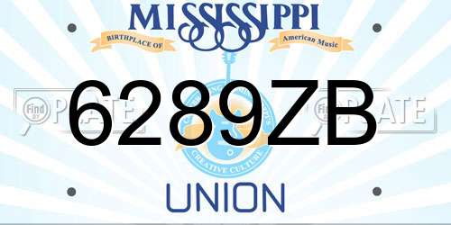 6289ZB Mississippi License Plate