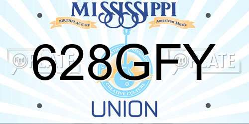 628GFY Mississippi License Plate