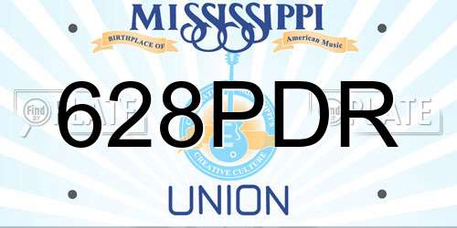 628PDR Mississippi License Plate