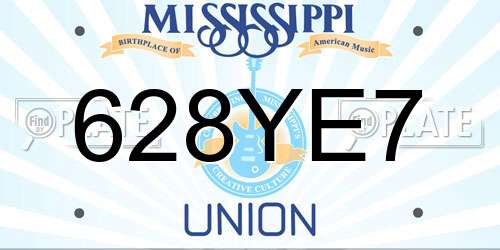 628YE7 Mississippi License Plate