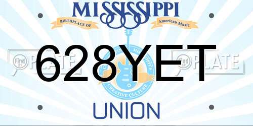 628YET Mississippi License Plate