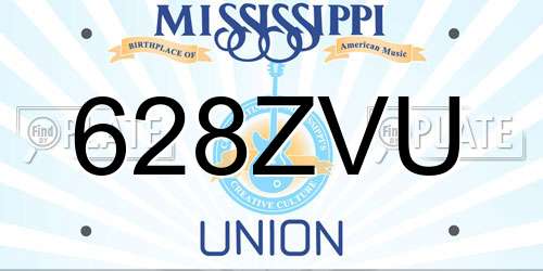 628ZVU Mississippi License Plate