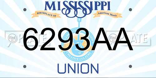 6293AA Mississippi License Plate