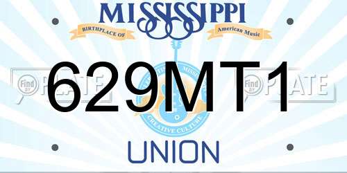 629MT1 Mississippi License Plate