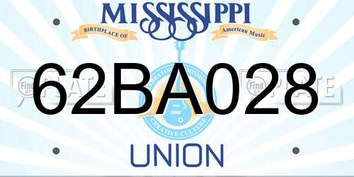 62BA028 Mississippi License Plate