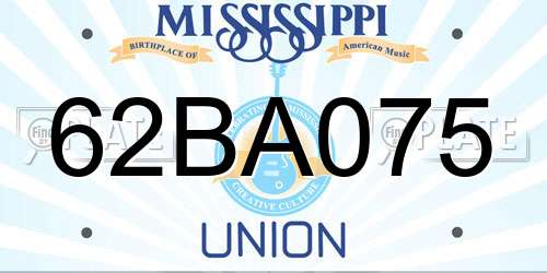 62BA075 Mississippi License Plate