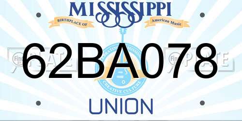 62BA078 Mississippi License Plate