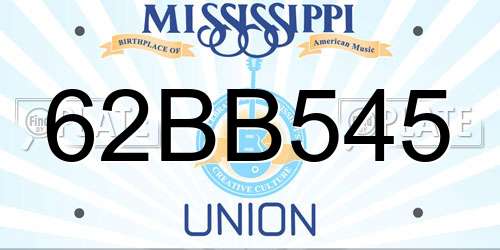 62BB545 Mississippi License Plate