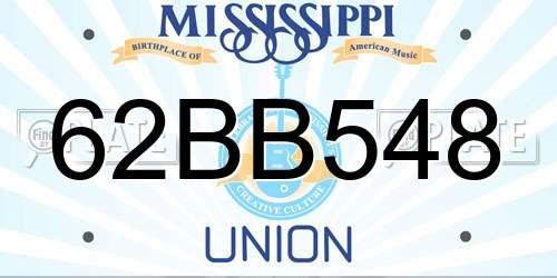 62BB548 Mississippi License Plate