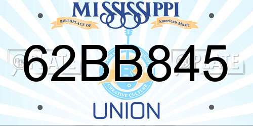 62BB845 Mississippi License Plate