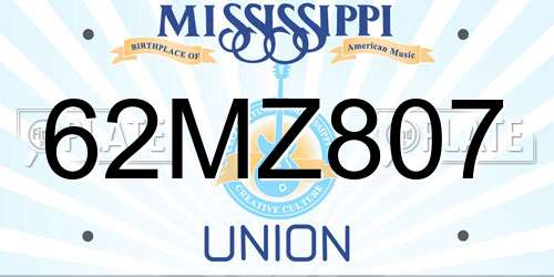 62MZ807 Mississippi License Plate