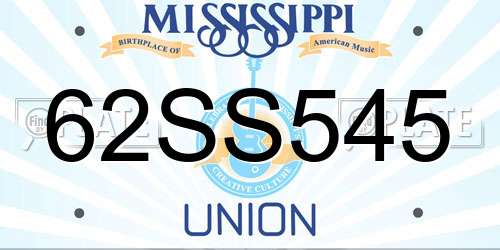 62SS545 Mississippi License Plate