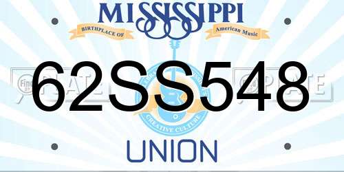 62SS548 Mississippi License Plate