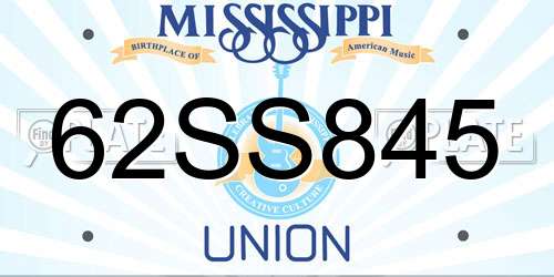 62SS845 Mississippi License Plate
