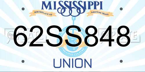 62SS848 Mississippi License Plate