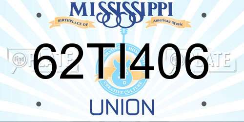 62TI406 Mississippi License Plate
