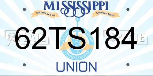 62TS184 Mississippi License Plate